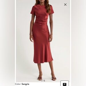 NWT Staud SANGRIA MARCEL STRETCH SILK MIDI DRESS Size 0